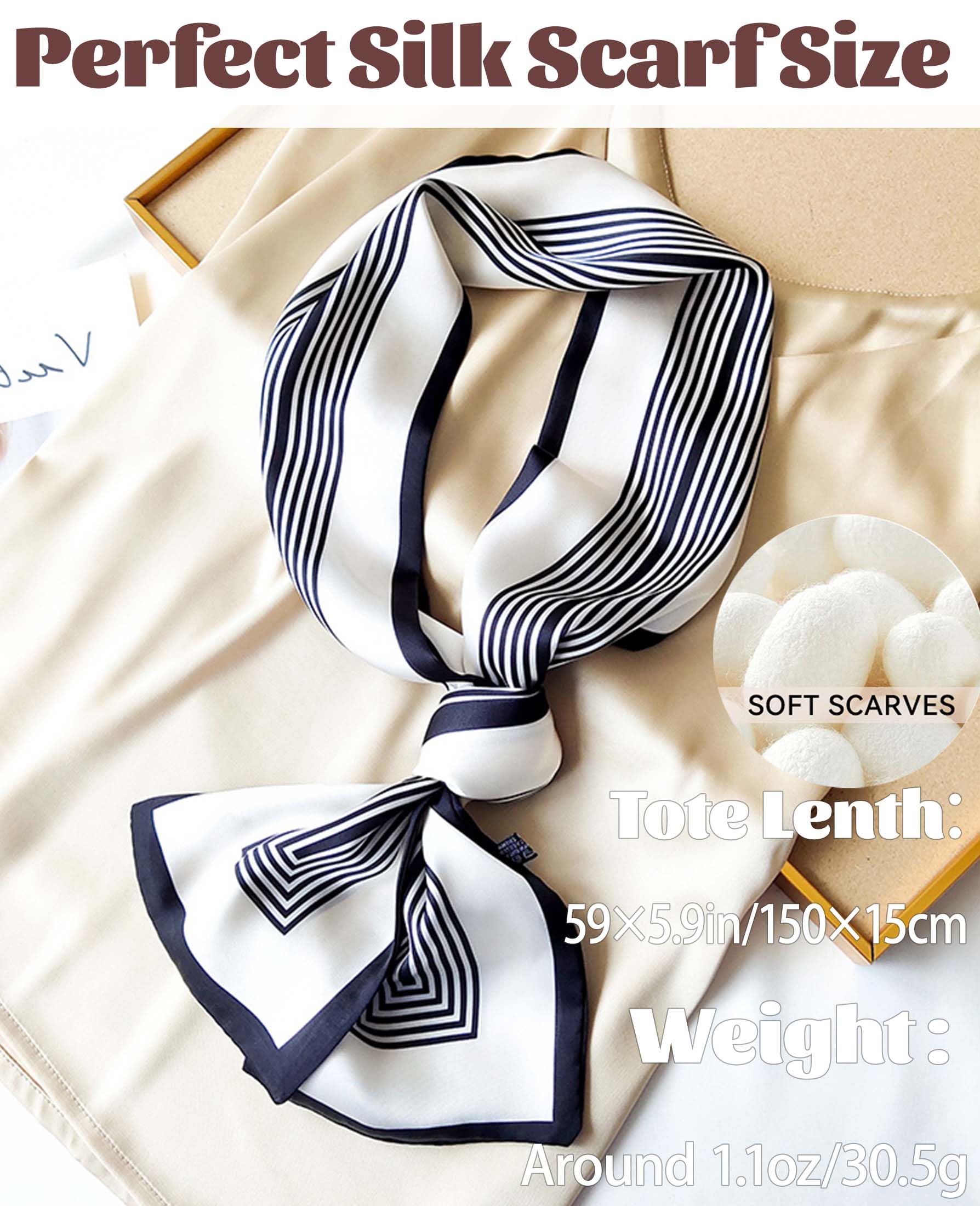 kcctoo 59” Long Silk Like Head Scarf Women's Fashion Square Neck Satin Scarfs for Bag Hair Scarves Gift 59 * 5.9”