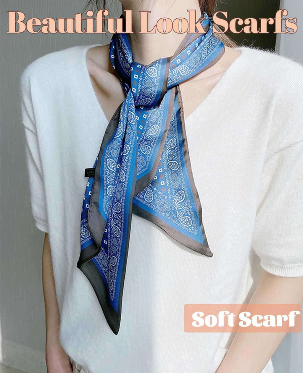 kcctoo 59” Long Silk Like Head Scarf Women's Fashion Square Neck Satin Scarfs for Bag Hair Scarves Gift 59 * 5.9”