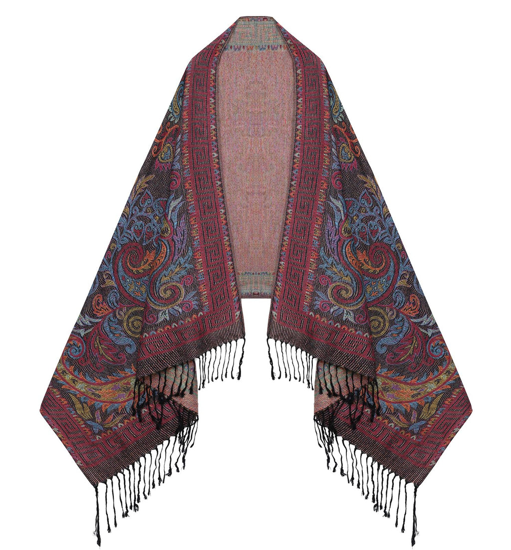 Umjetnost Womens Soft Silky Pashmina Rave Scarf Paisley Pattern Pashmina Shawl Wrap with Fringes