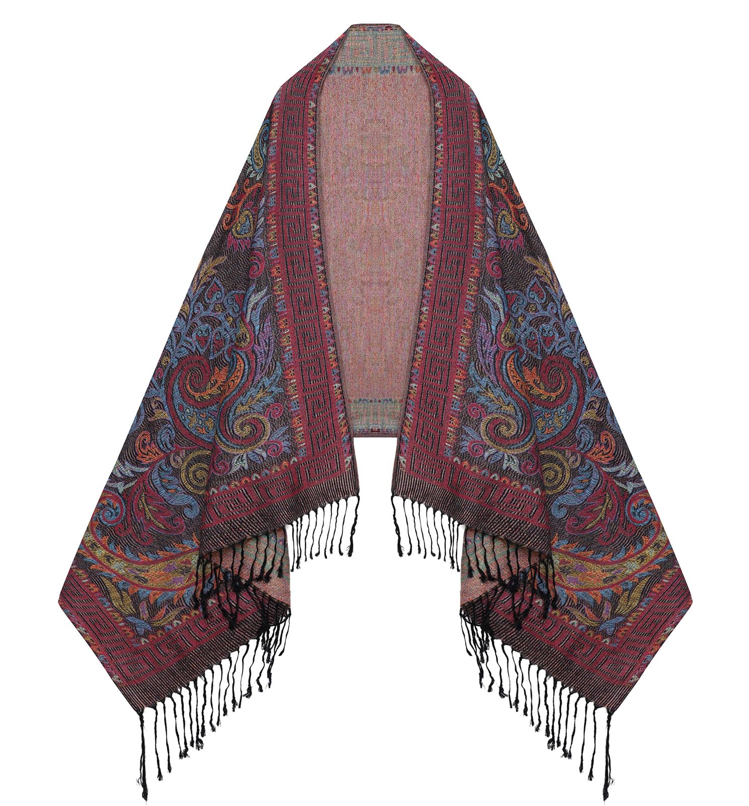 Umjetnost Womens Soft Silky Pashmina Rave Scarf Paisley Pattern Pashmina Shawl Wrap with Fringes