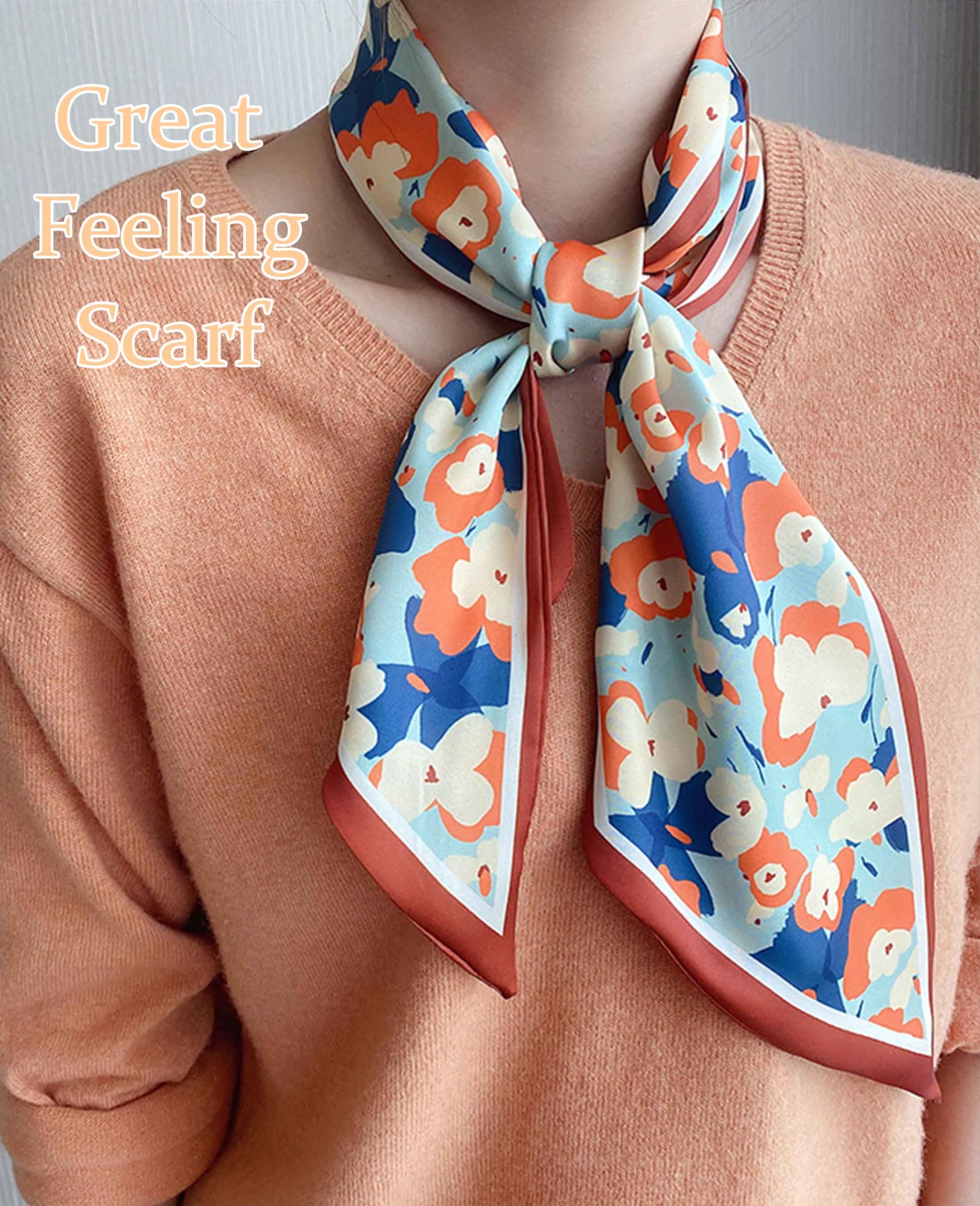 kcctoo 59” Long Silk Like Head Scarf Women's Fashion Square Neck Satin Scarfs for Bag Hair Scarves Gift 59 * 5.9”