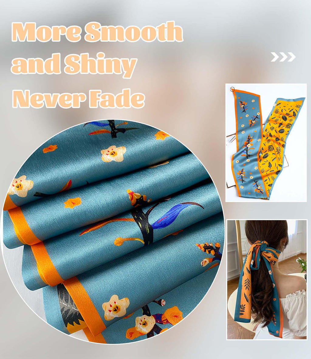 kcctoo 59” Long Silk Like Head Scarf Women's Fashion Square Neck Satin Scarfs for Bag Hair Scarves Gift 59 * 5.9”