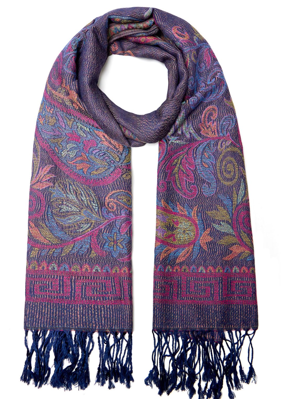 Umjetnost Womens Soft Silky Pashmina Rave Scarf Paisley Pattern Pashmina Shawl Wrap with Fringes