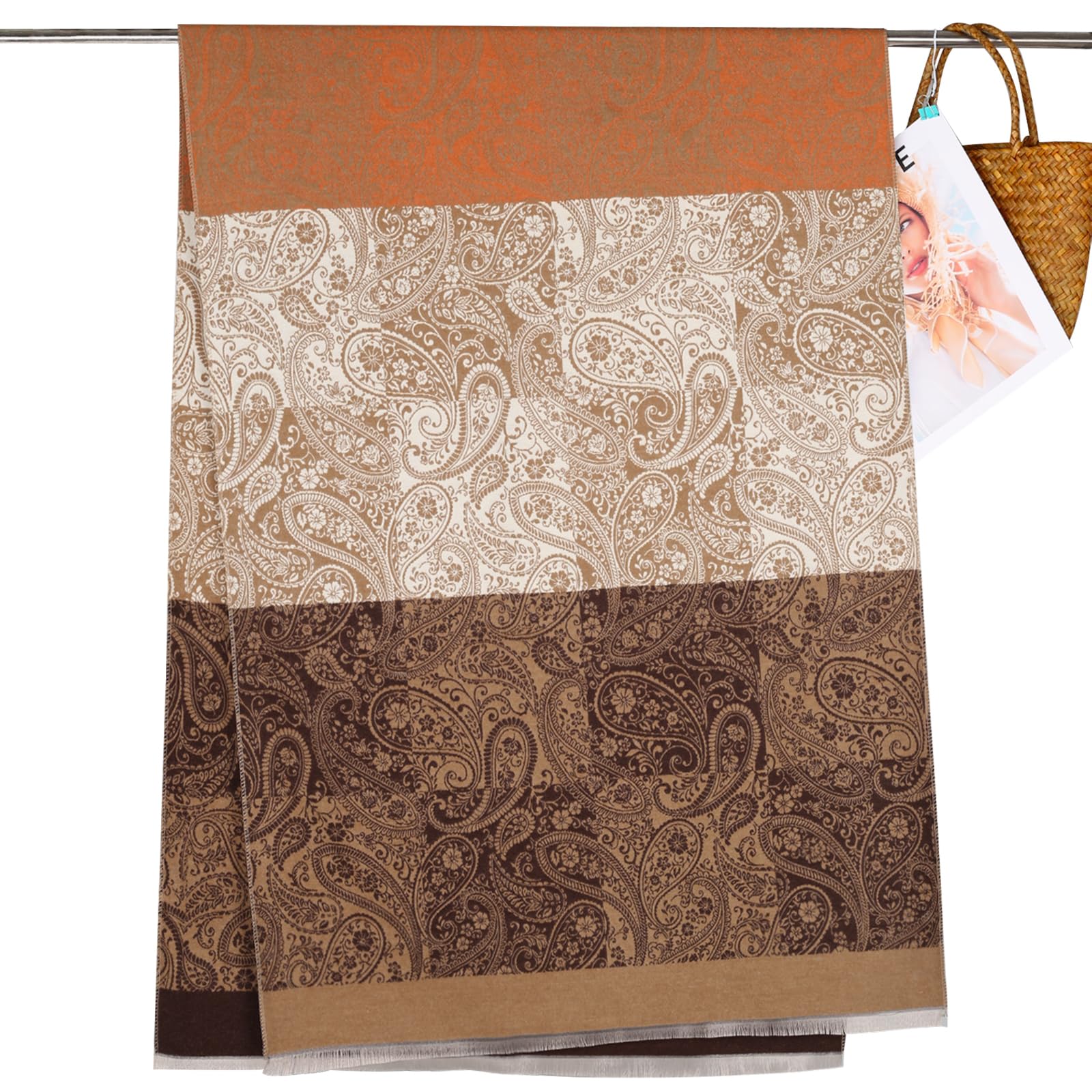 EXTREE Scarfs for Women Pashmina Silky Shawl Wrap for Evening Dressing Blanket Open Front Poncho Cape