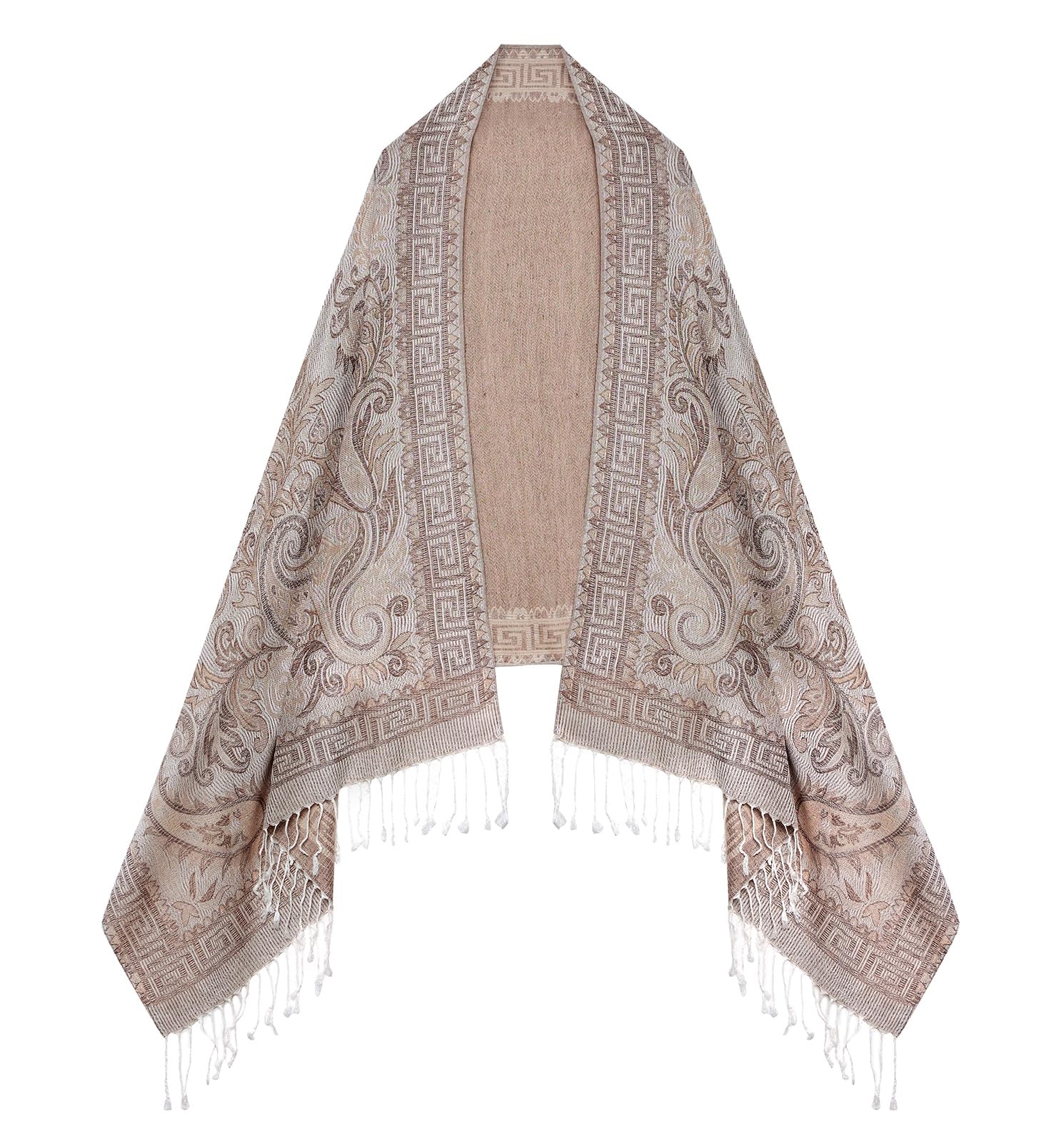 Umjetnost Womens Soft Silky Pashmina Rave Scarf Paisley Pattern Pashmina Shawl Wrap with Fringes