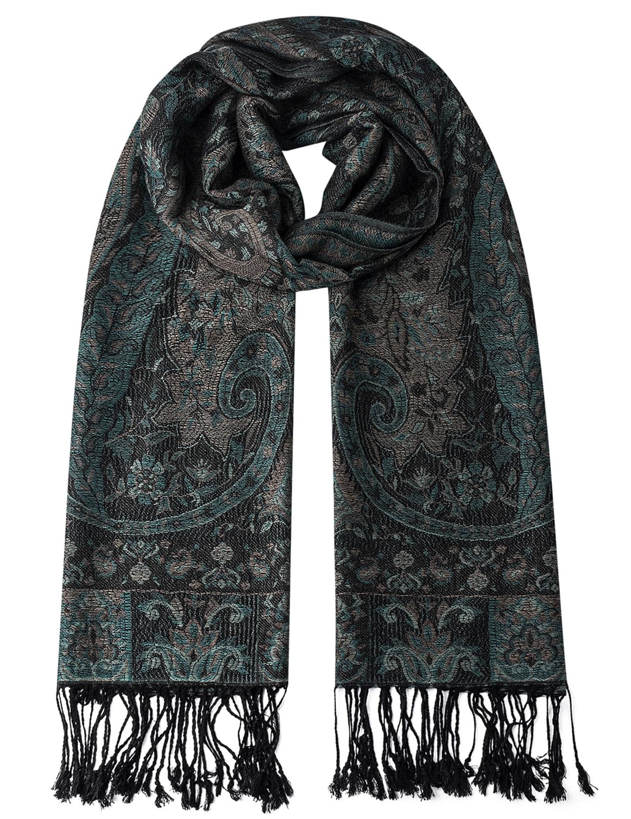 Umjetnost Womens Soft Silky Pashmina Rave Scarf Paisley Pattern Pashmina Shawl Wrap with Fringes