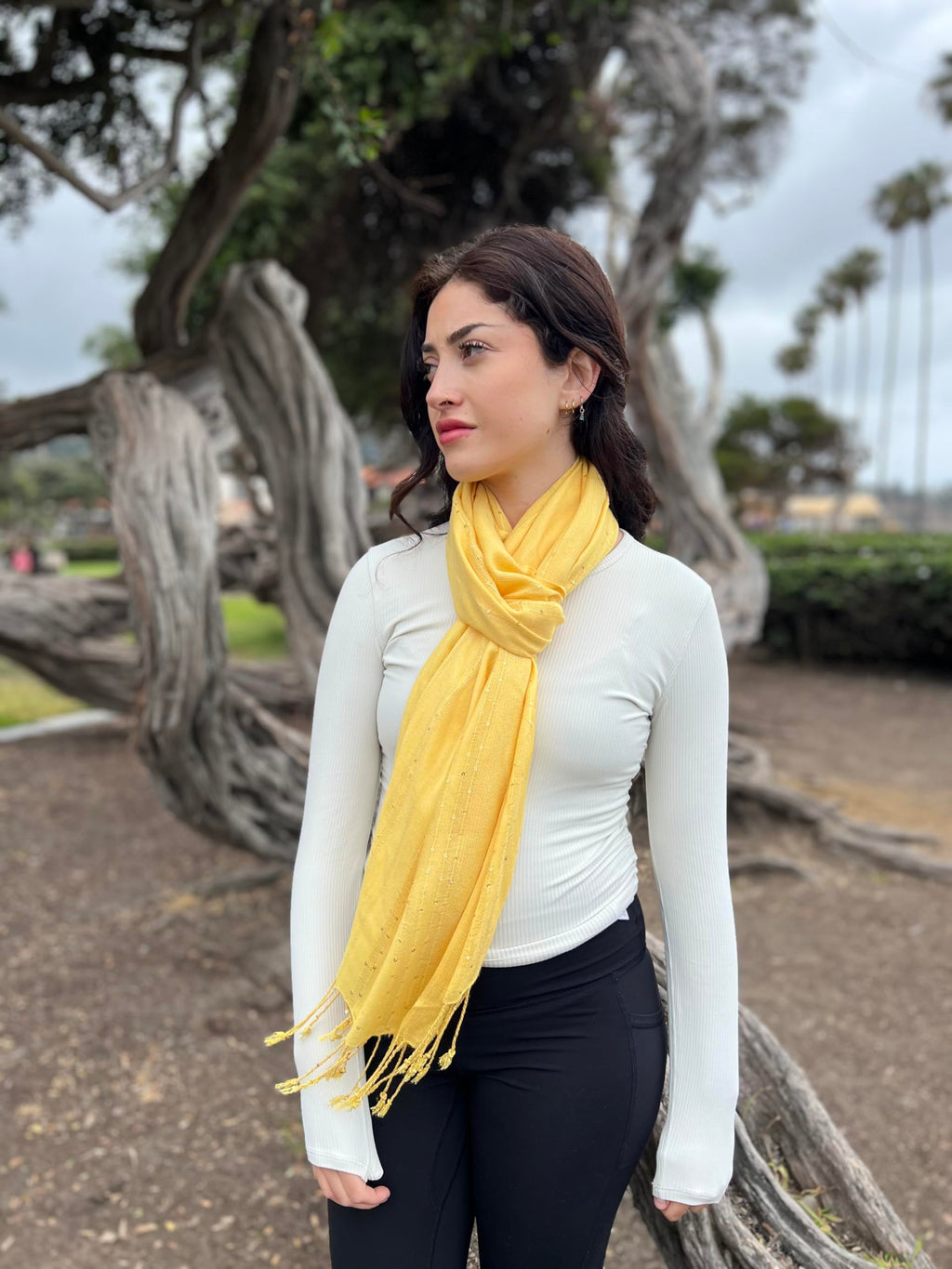 Humble Hilo Handmade Shimmer Thread Scarf or Shawl Large Lightweight Neckscarf Wrap for Women with Metallic Embroidery