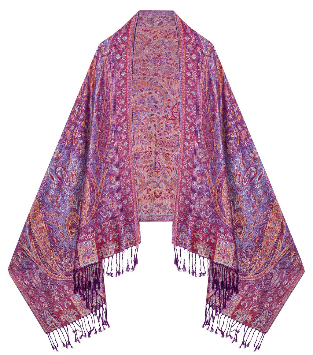 Umjetnost Womens Soft Silky Pashmina Rave Scarf Paisley Pattern Pashmina Shawl Wrap with Fringes