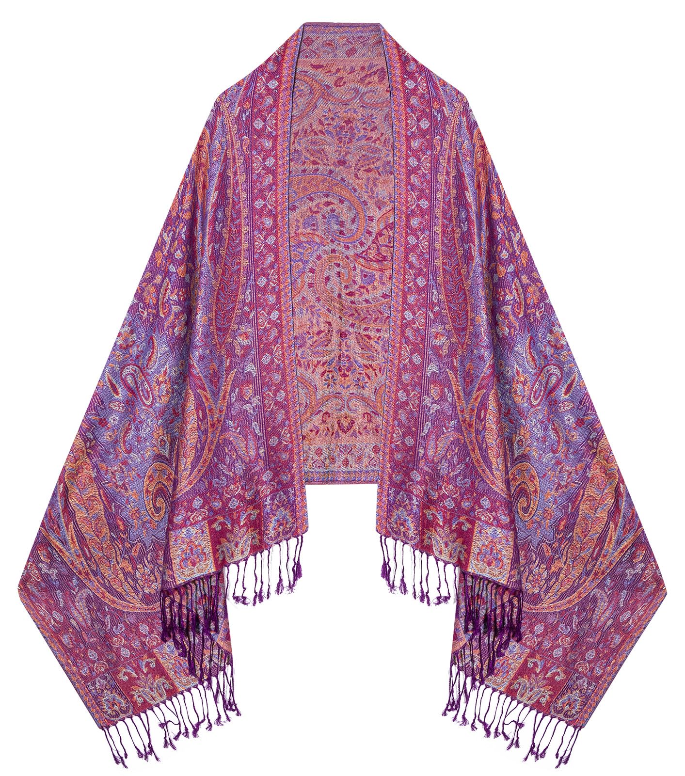 Umjetnost Womens Soft Silky Pashmina Rave Scarf Paisley Pattern Pashmina Shawl Wrap with Fringes