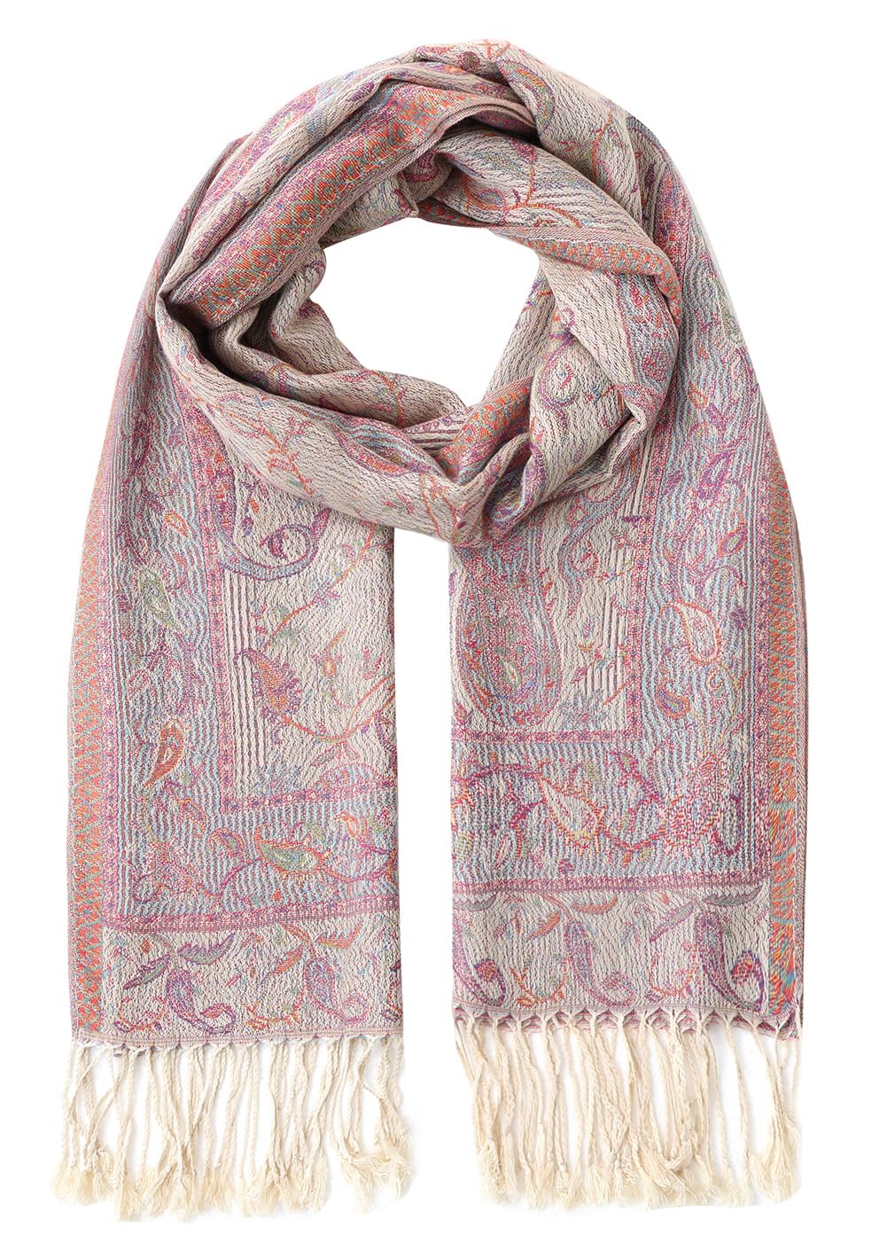 Umjetnost Womens Soft Silky Pashmina Rave Scarf Paisley Pattern Pashmina Shawl Wrap with Fringes