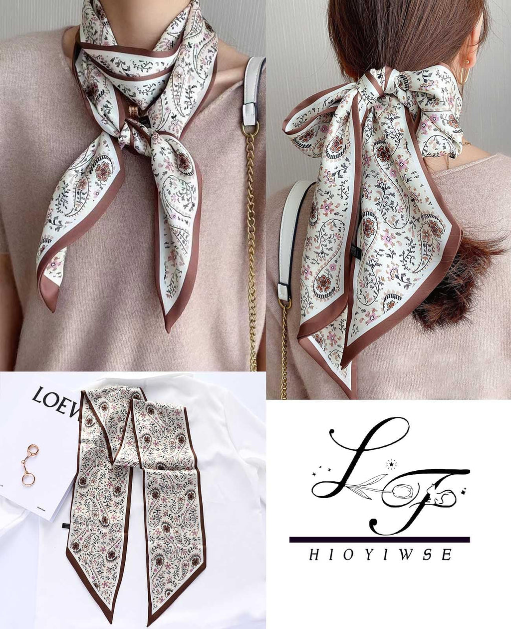 Head Scarf Hair Neck Scarves For Women Purse Bag Scarfs For Handbags Silky Long Thin Satin Headscarf Fashion