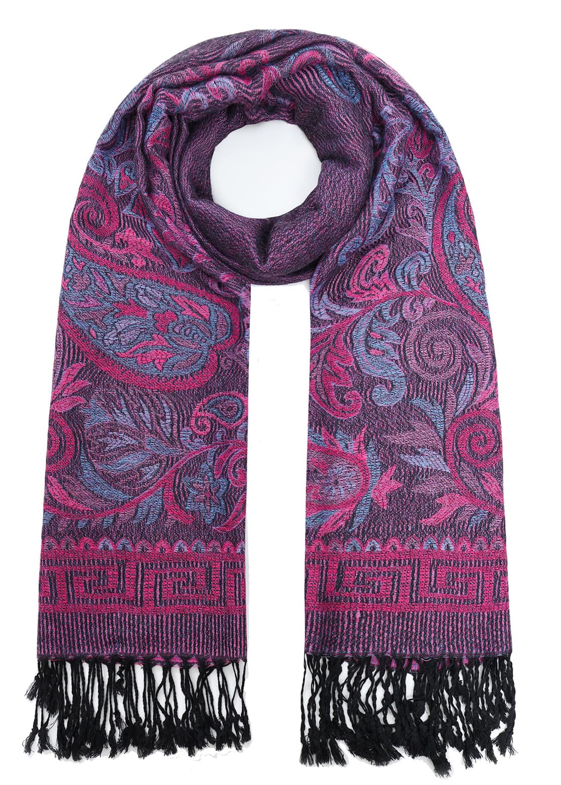 Umjetnost Womens Soft Silky Pashmina Rave Scarf Paisley Pattern Pashmina Shawl Wrap with Fringes