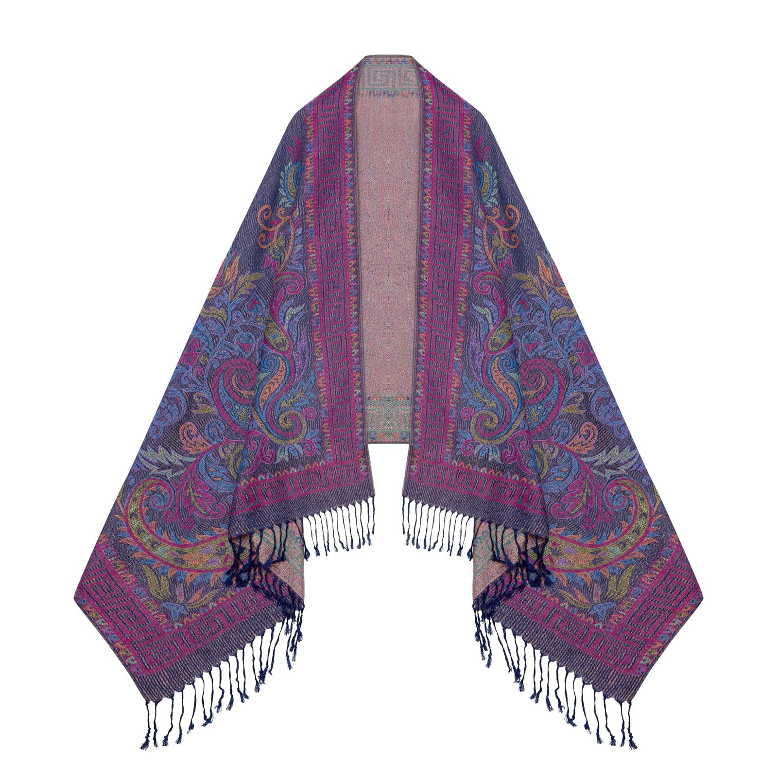 Umjetnost Womens Soft Silky Pashmina Rave Scarf Paisley Pattern Pashmina Shawl Wrap with Fringes