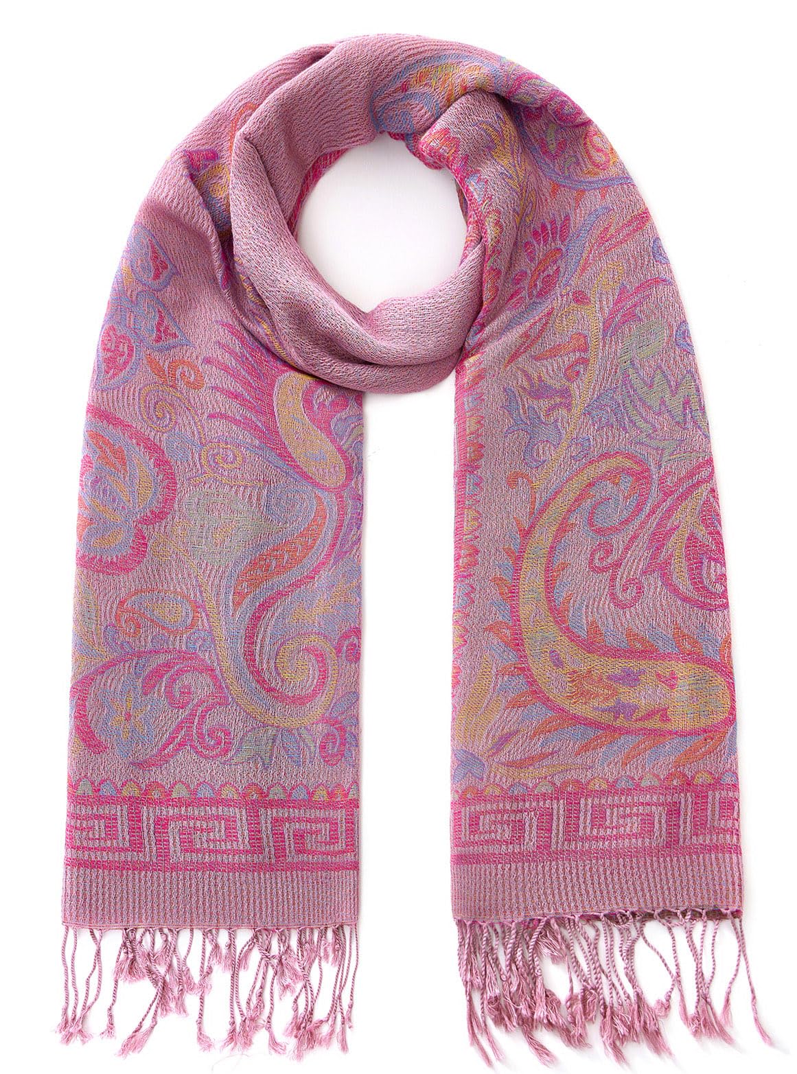 Umjetnost Womens Soft Silky Pashmina Rave Scarf Paisley Pattern Pashmina Shawl Wrap with Fringes