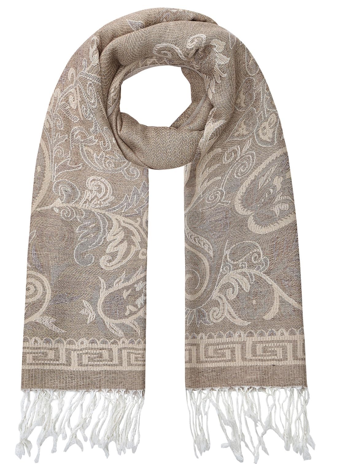 Umjetnost Womens Soft Silky Pashmina Rave Scarf Paisley Pattern Pashmina Shawl Wrap with Fringes