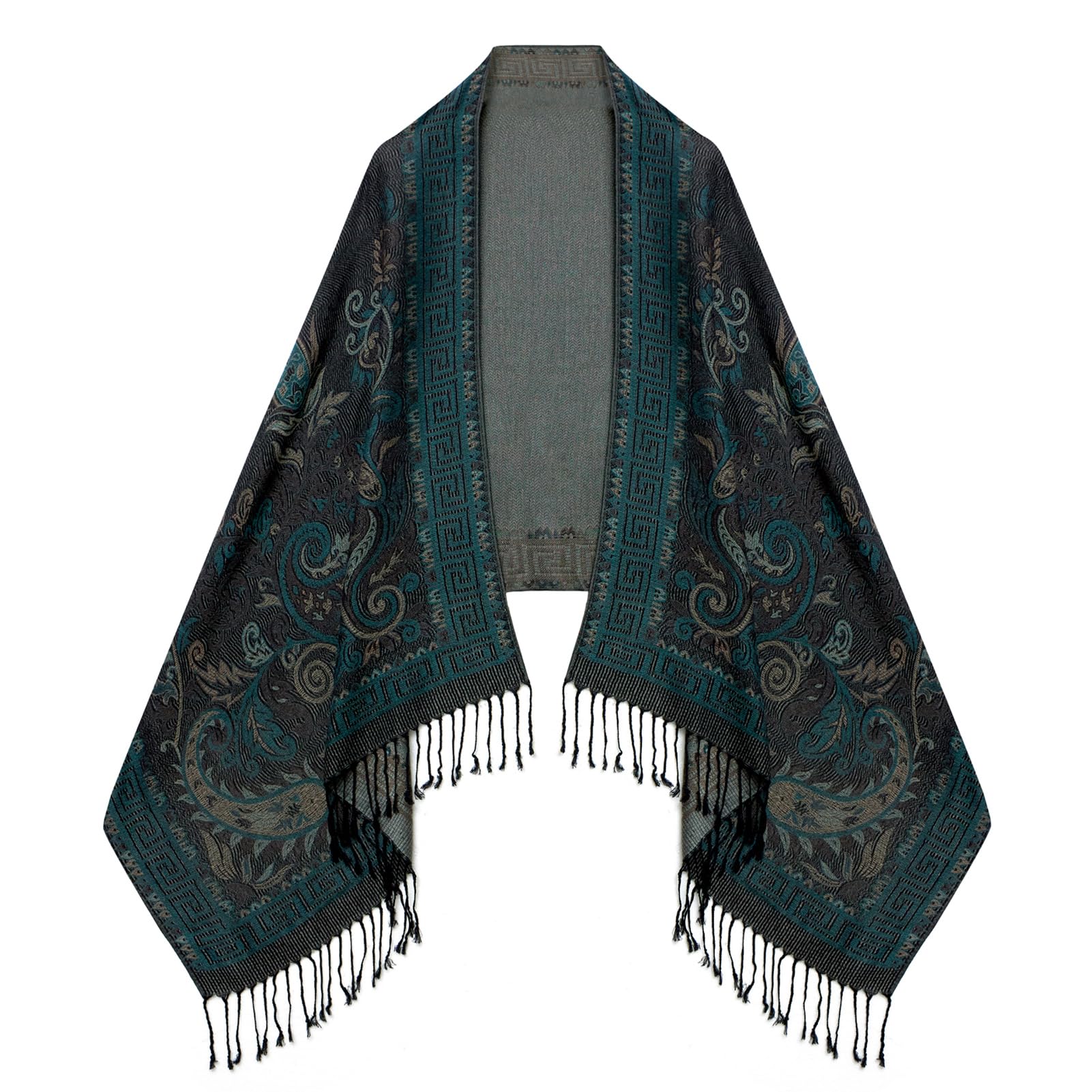 Umjetnost Womens Soft Silky Pashmina Rave Scarf Paisley Pattern Pashmina Shawl Wrap with Fringes