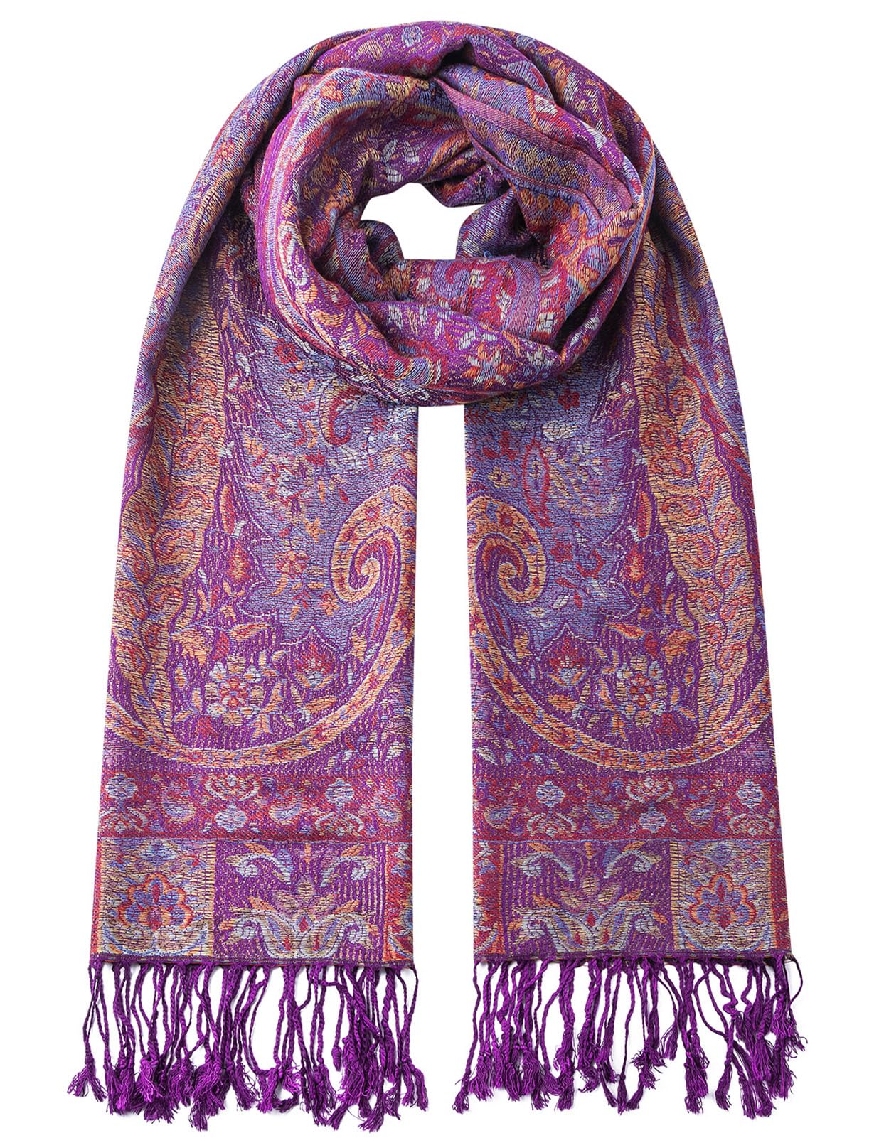 Umjetnost Womens Soft Silky Pashmina Rave Scarf Paisley Pattern Pashmina Shawl Wrap with Fringes