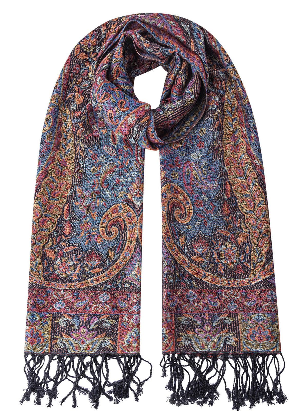 Umjetnost Womens Soft Silky Pashmina Rave Scarf Paisley Pattern Pashmina Shawl Wrap with Fringes