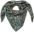 Wild Rag Silk Scarf 36'', Western Cowboy Bandana Square Silky Wild Rags,Teal,Brown &Black Classic Paisley Tribal Scarves for Men & Women