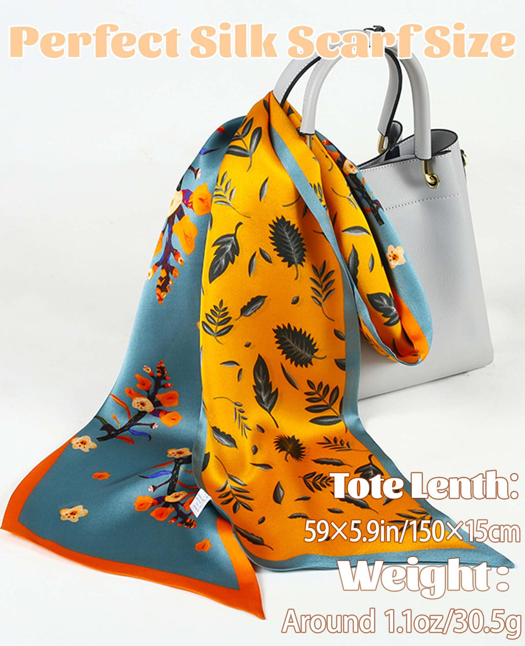 kcctoo 59” Long Silk Like Head Scarf Women's Fashion Square Neck Satin Scarfs for Bag Hair Scarves Gift 59 * 5.9”