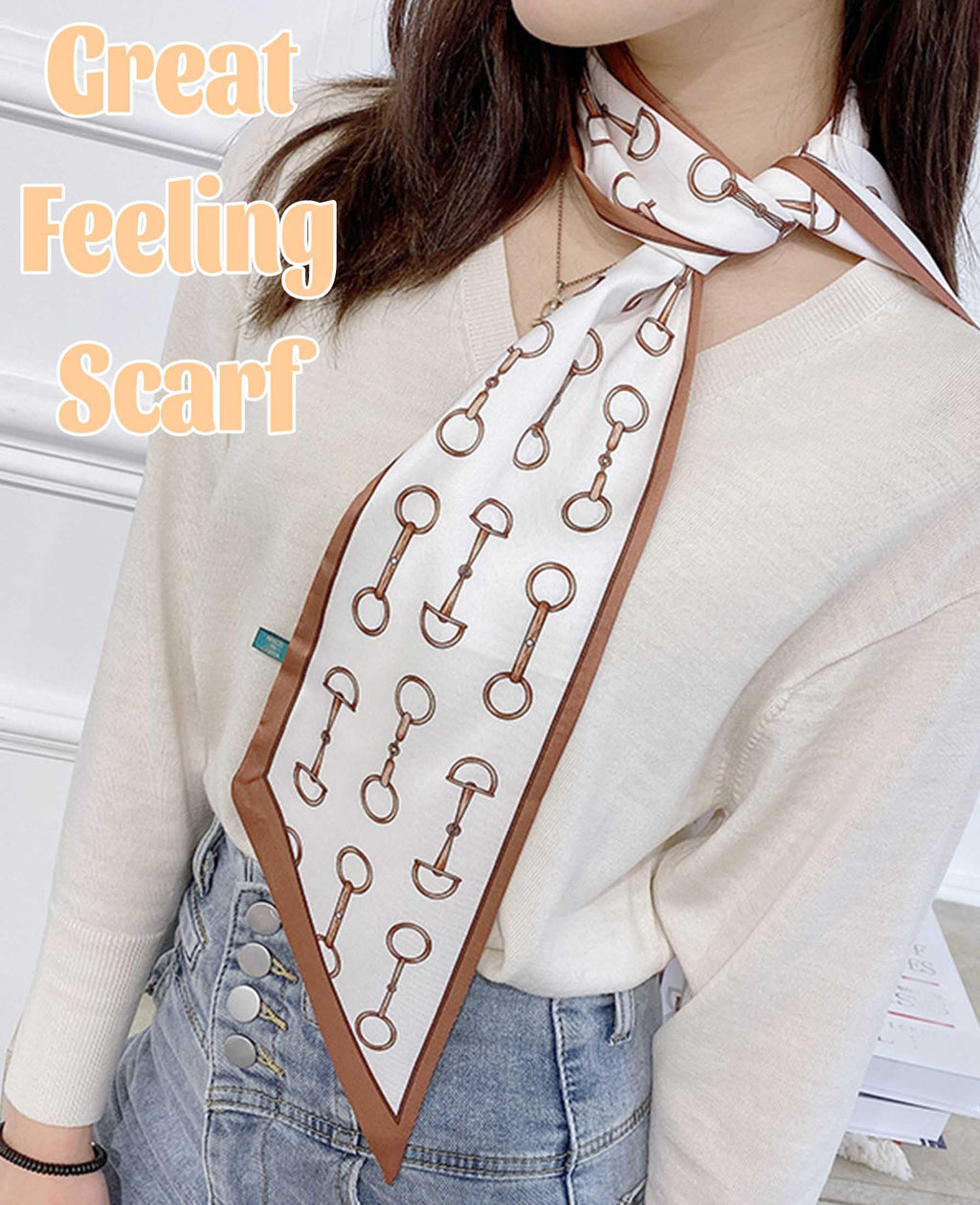 kcctoo 59” Long Silk Like Head Scarf Women's Fashion Square Neck Satin Scarfs for Bag Hair Scarves Gift 59 * 5.9”