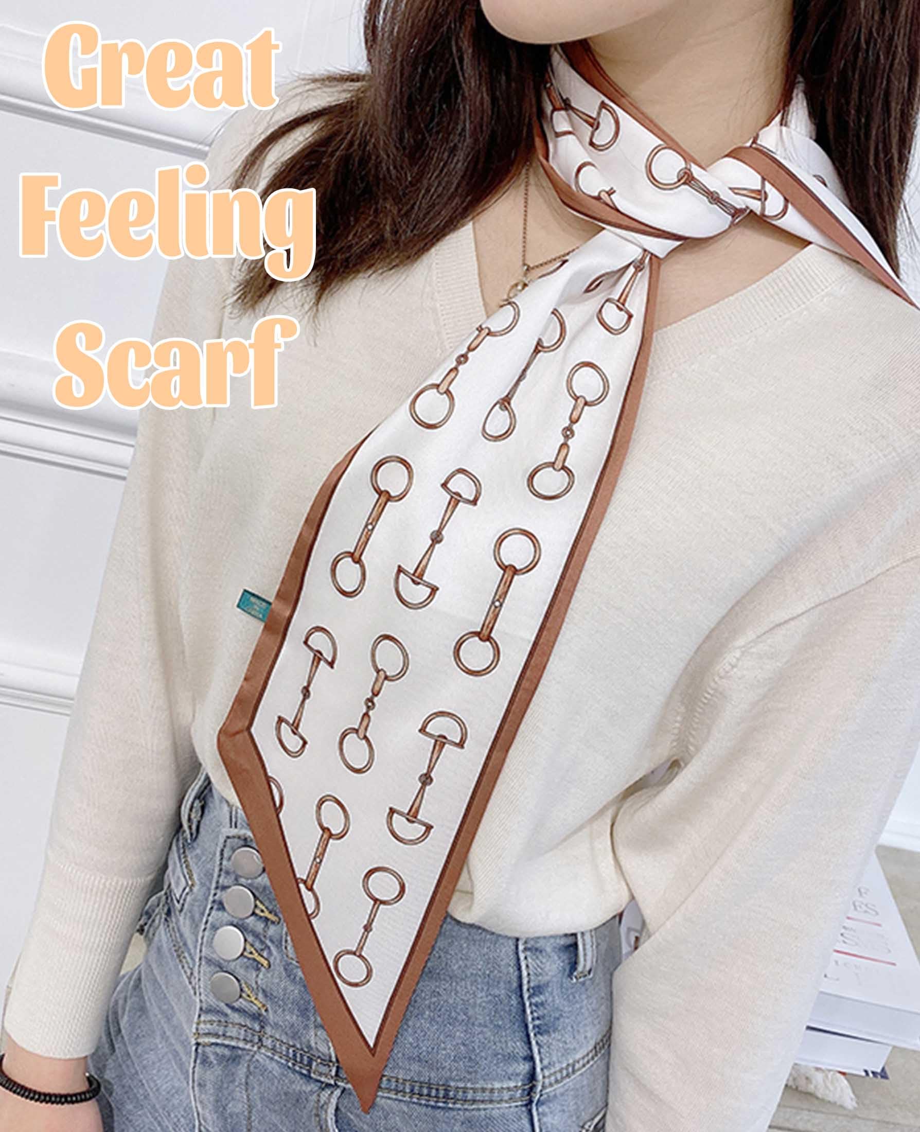 kcctoo 59” Long Silk Like Head Scarf Women's Fashion Square Neck Satin Scarfs for Bag Hair Scarves Gift 59 * 5.9”