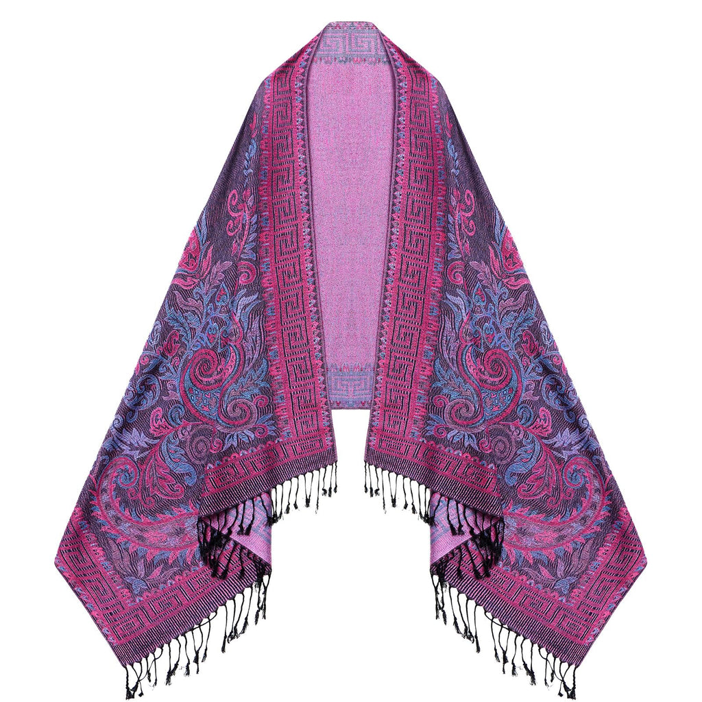 Umjetnost Womens Soft Silky Pashmina Rave Scarf Paisley Pattern Pashmina Shawl Wrap with Fringes