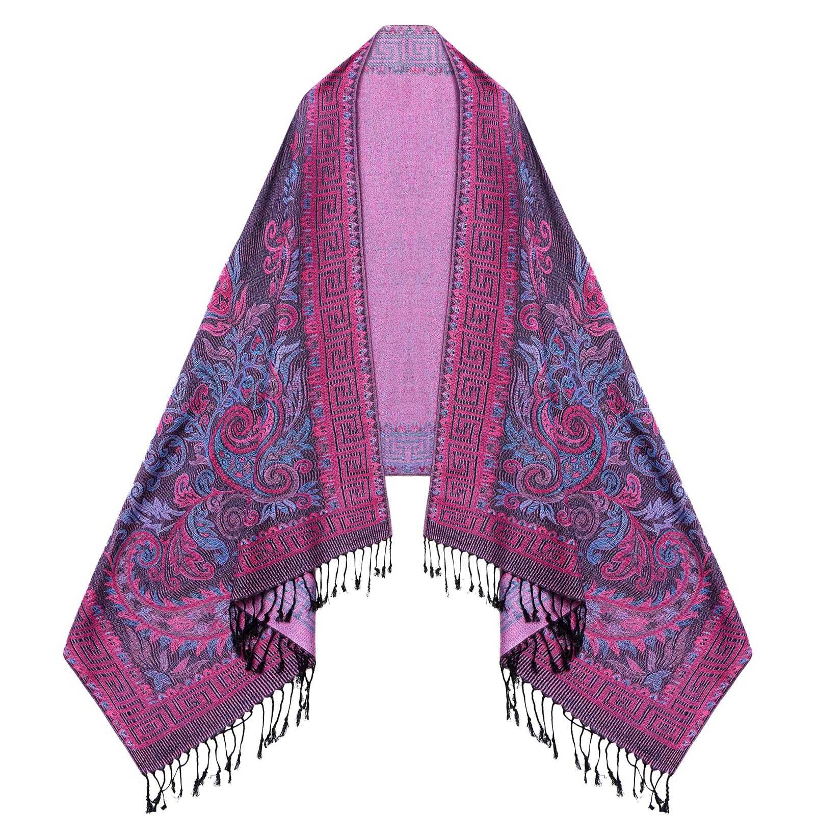 Umjetnost Womens Soft Silky Pashmina Rave Scarf Paisley Pattern Pashmina Shawl Wrap with Fringes