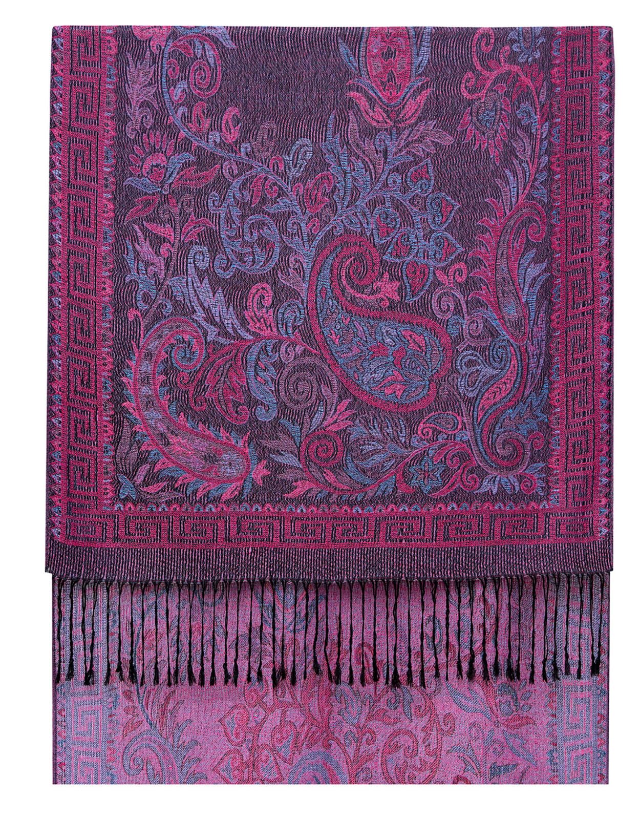 Umjetnost Womens Soft Silky Pashmina Rave Scarf Paisley Pattern Pashmina Shawl Wrap with Fringes