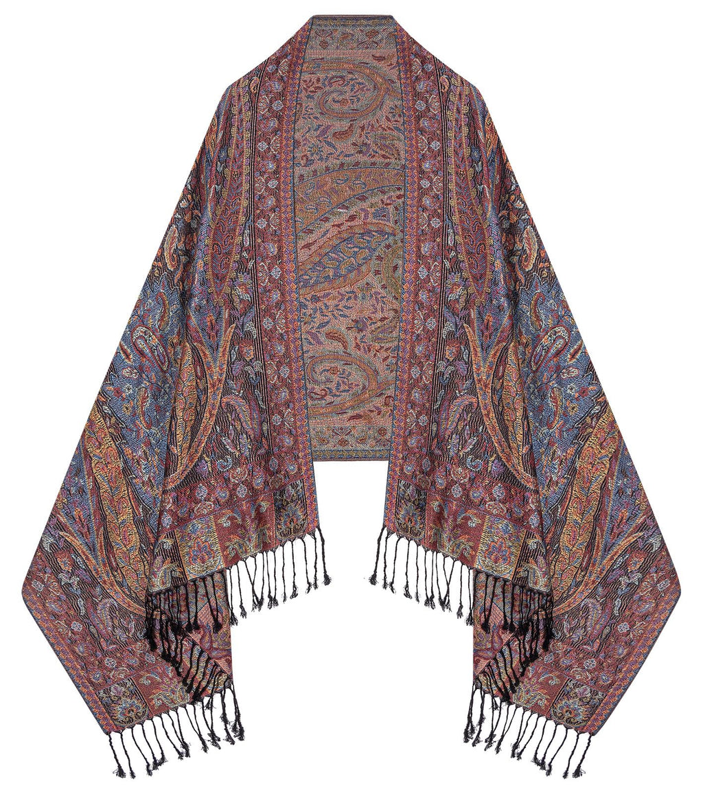 Umjetnost Womens Soft Silky Pashmina Rave Scarf Paisley Pattern Pashmina Shawl Wrap with Fringes