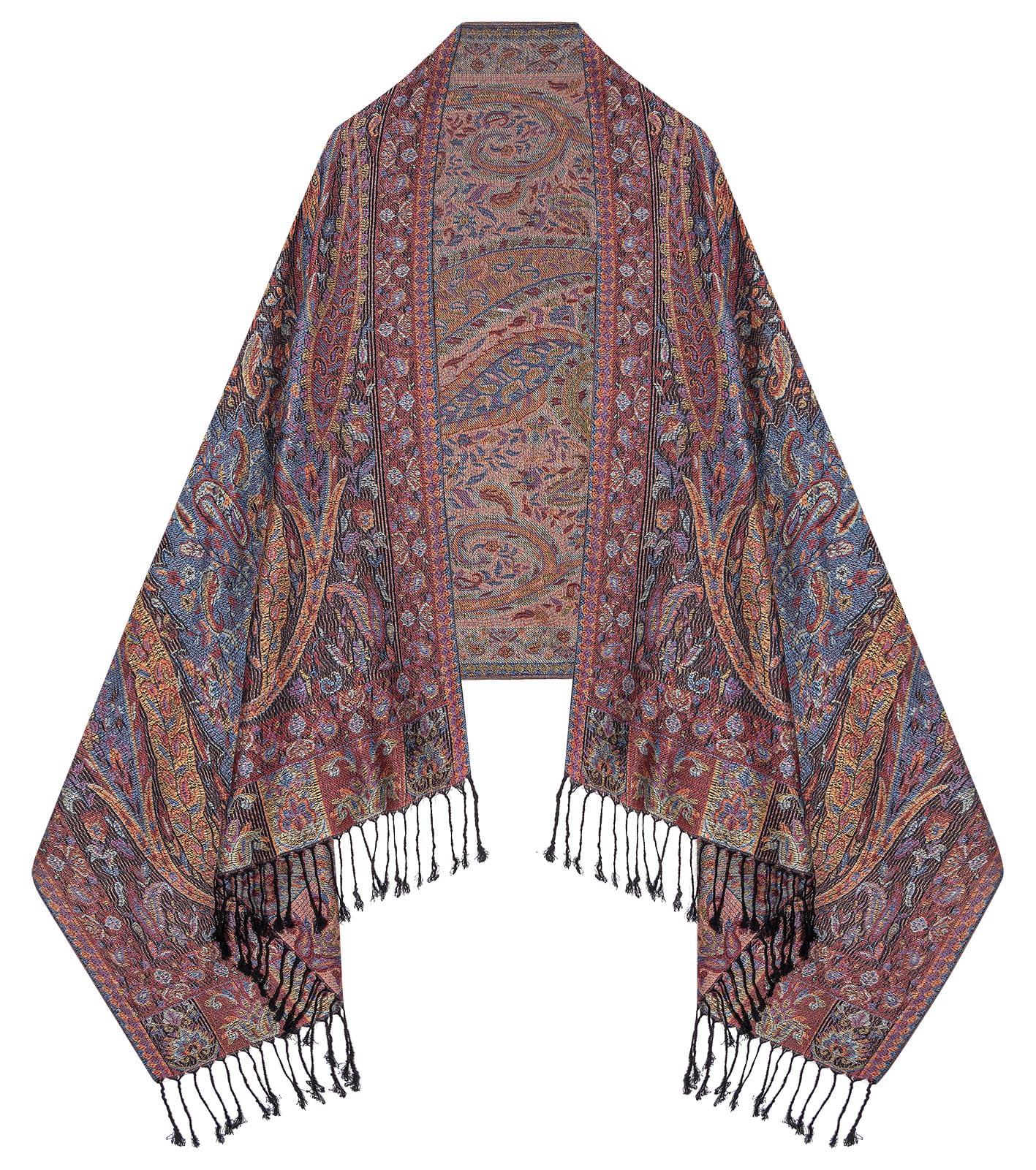 Umjetnost Womens Soft Silky Pashmina Rave Scarf Paisley Pattern Pashmina Shawl Wrap with Fringes