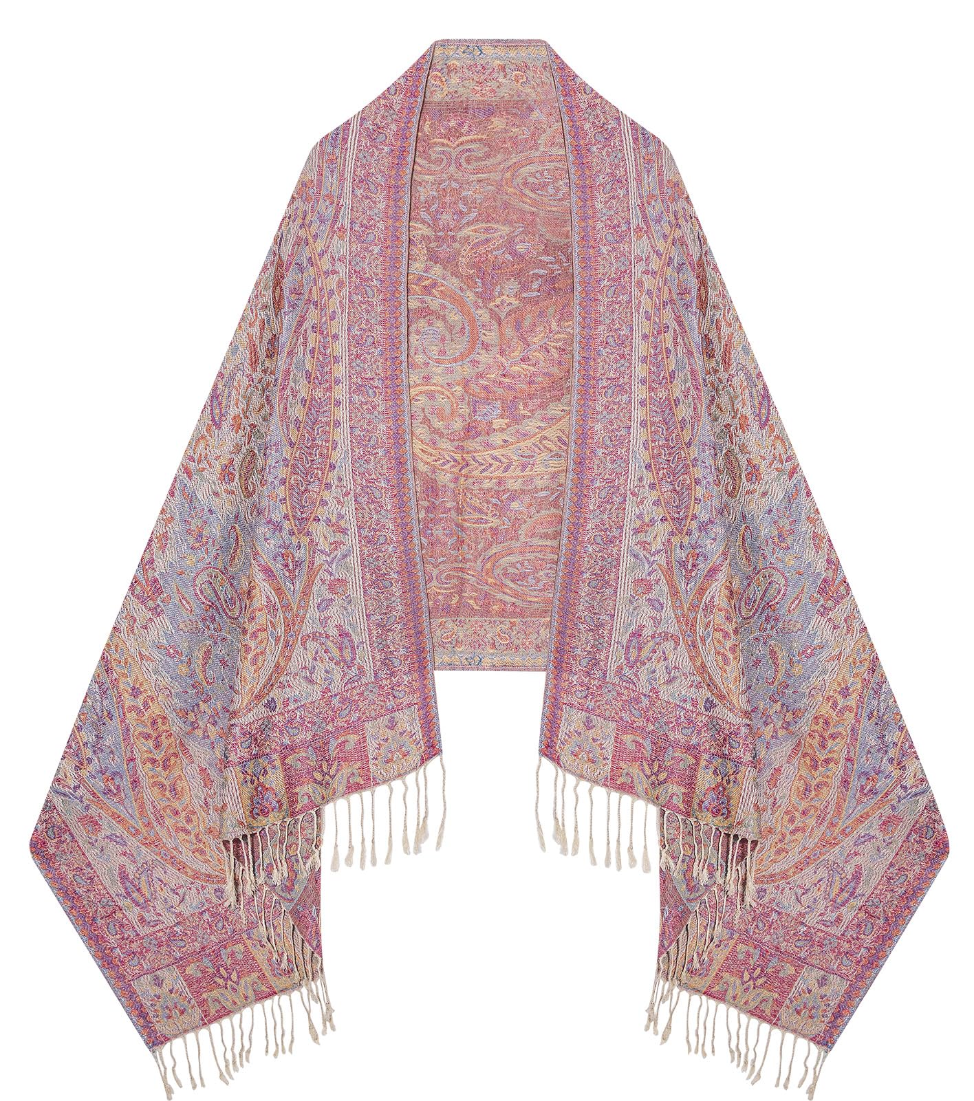 Umjetnost Womens Soft Silky Pashmina Rave Scarf Paisley Pattern Pashmina Shawl Wrap with Fringes